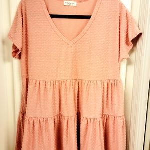 Boutique Flowy Babydoll Fit Rose Pink Top